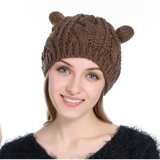 Men/'s Women Outdoor Warm Beanie Hat Wool Camouflage Ski Crochet Plush Cap Hat